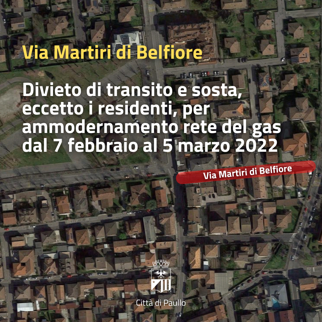 Modifica alla viabilità per lavori in Via Martiri di Belfiore