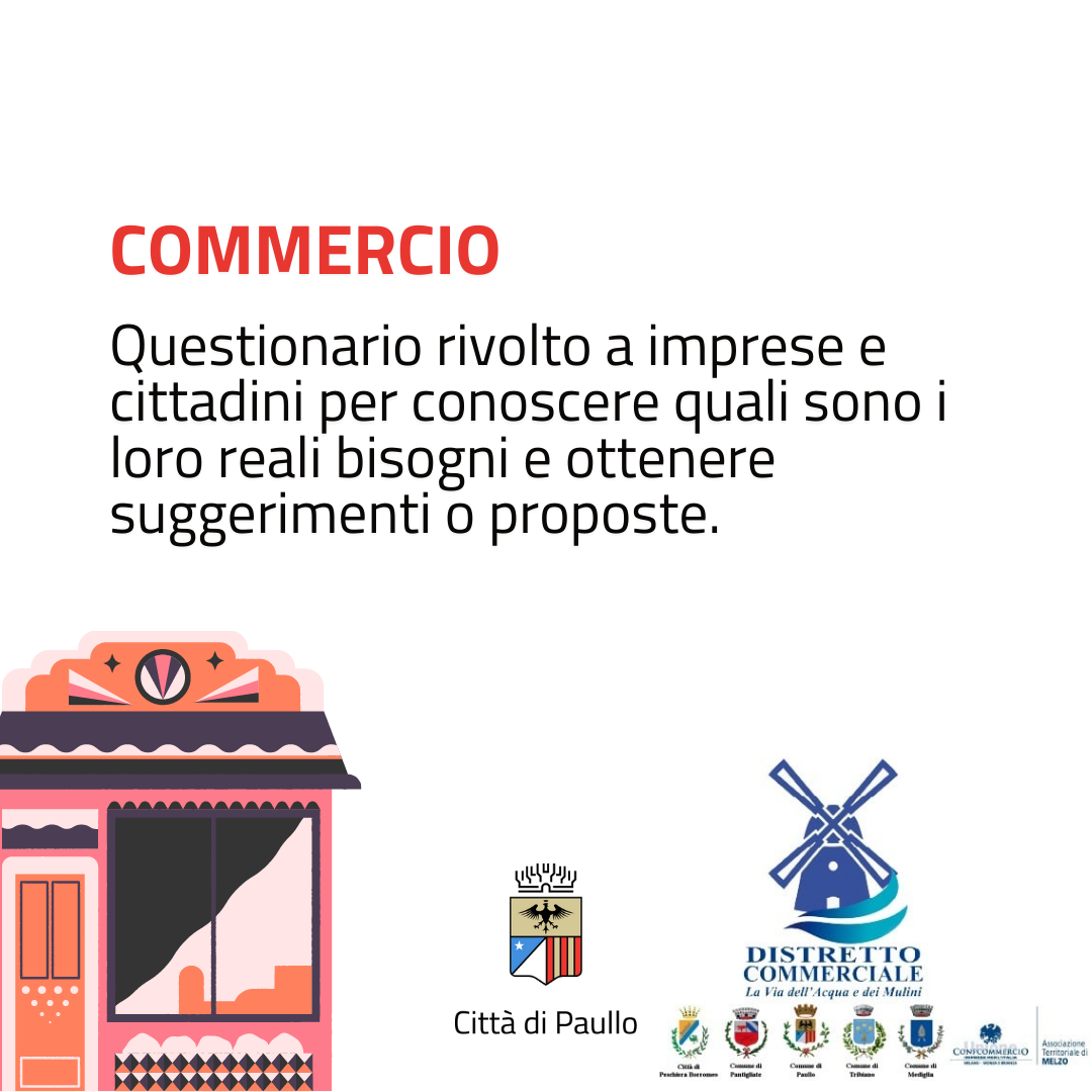 Commercio. Questionario online rivolto a imprese e cittadini