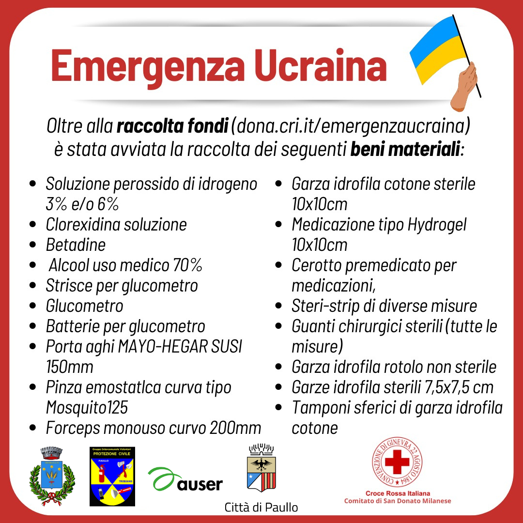 Crisi Ucraina, aiuti per le popolazioni vittime della guerra