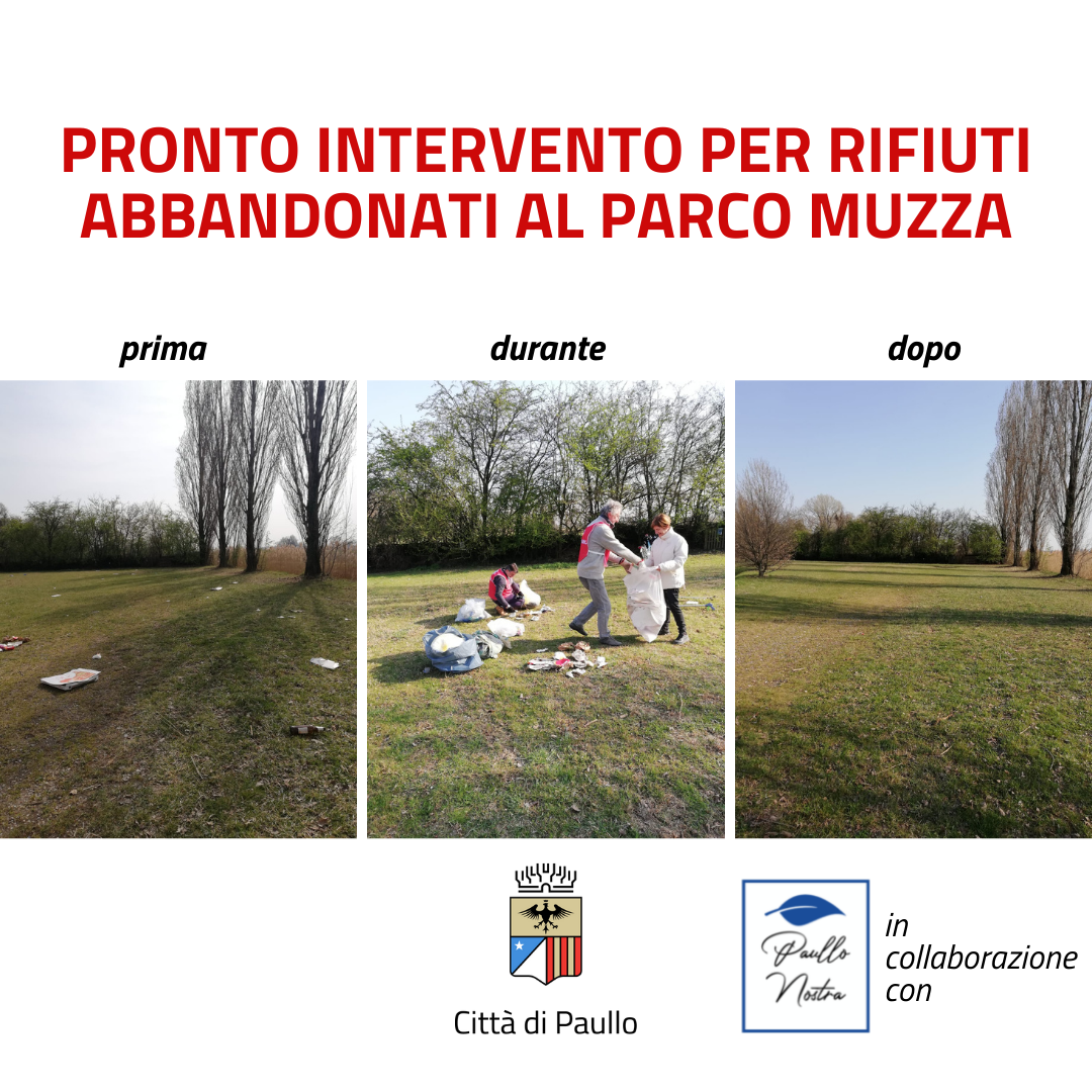 Pronto intervento per i rifiuti abbandonati al Parco Muzza