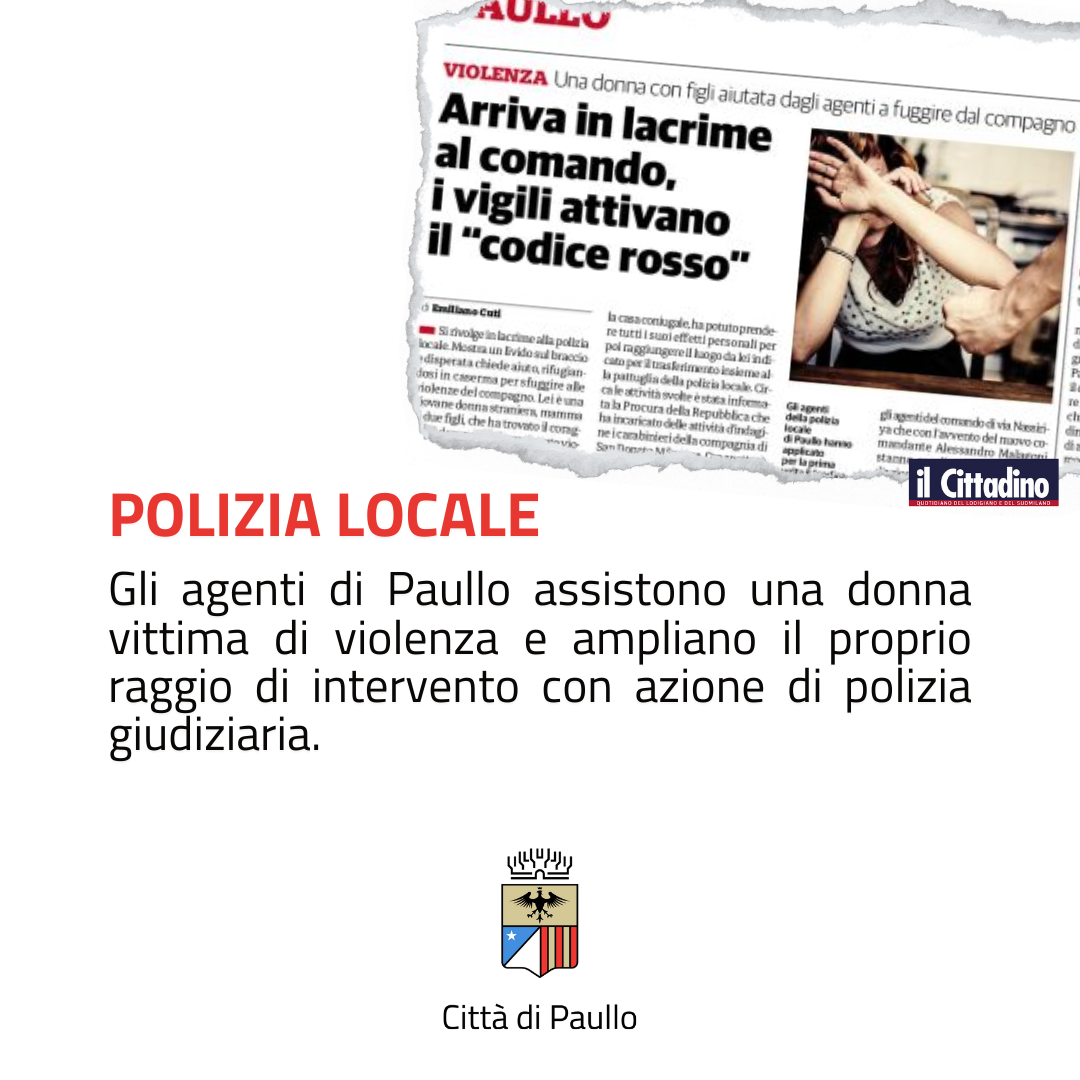 Polizia Locale interviene applicando "Codice Rosso"