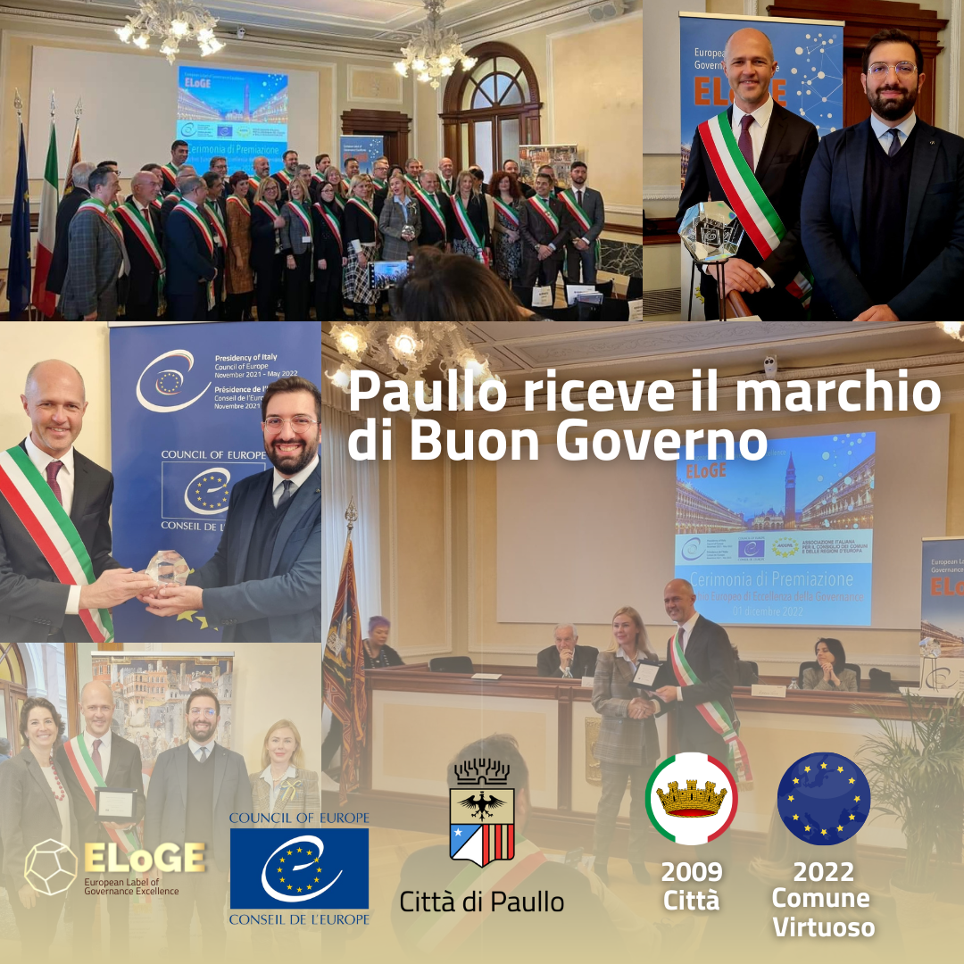 Paullo riceve a Venezia il marchio del Buon Governo