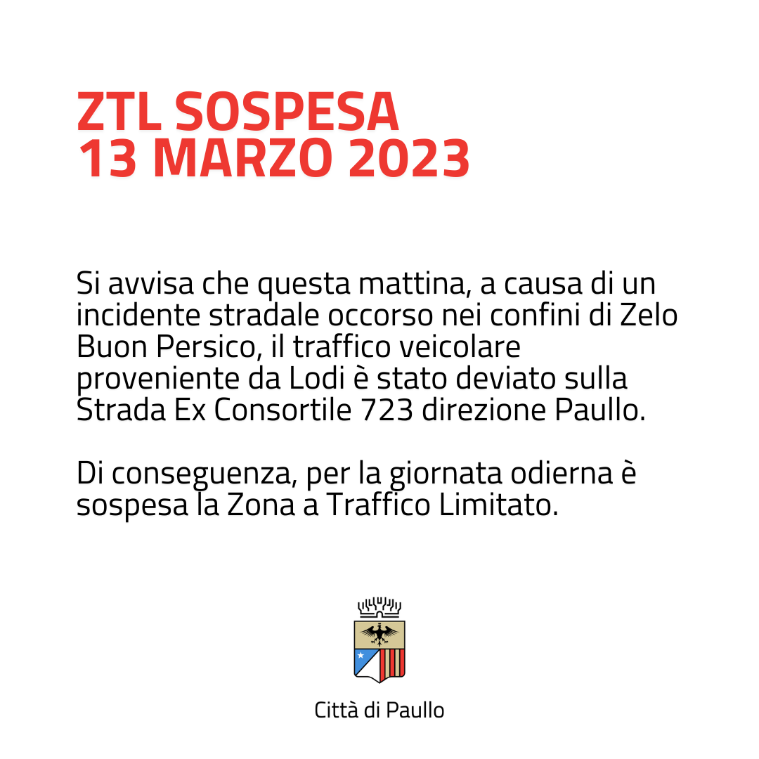 Sospensione ZTL 13 marzo 2023