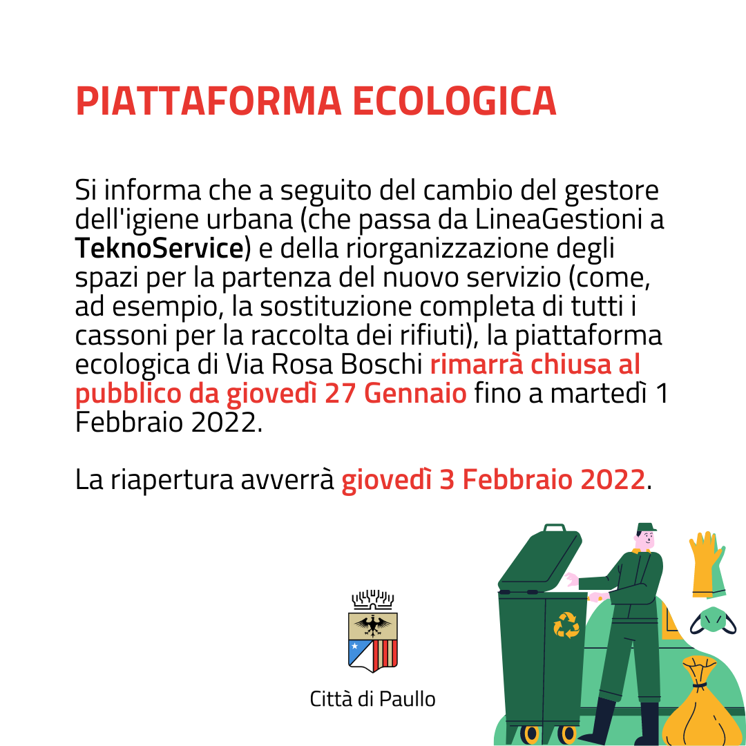 Chiusura piattaforma ecologica