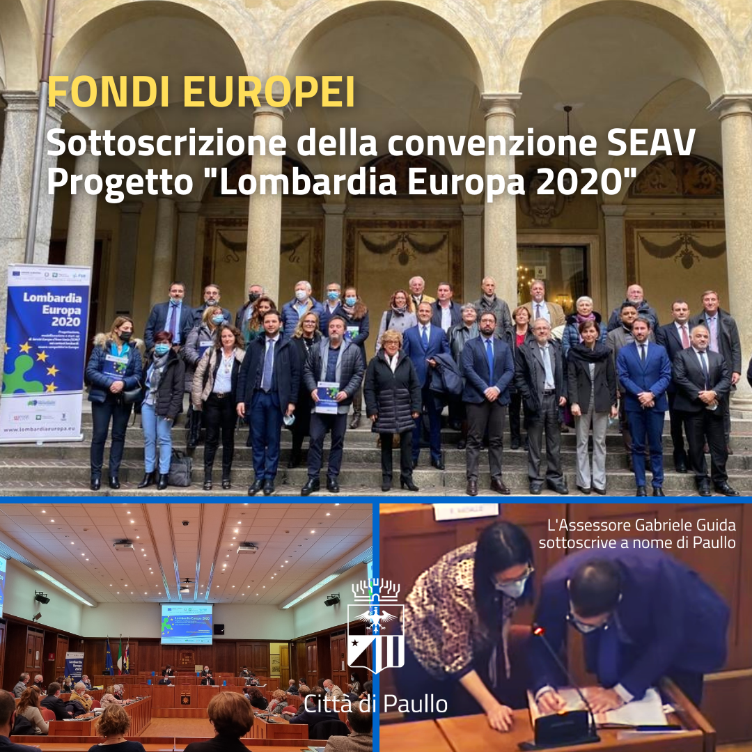 Fondi europei: sottoscrizione della convenzione SEAV