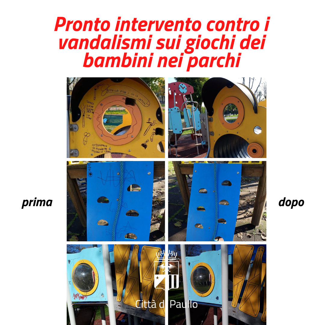 Pronto intervento contro i vandalismi sui giochi dei bambini