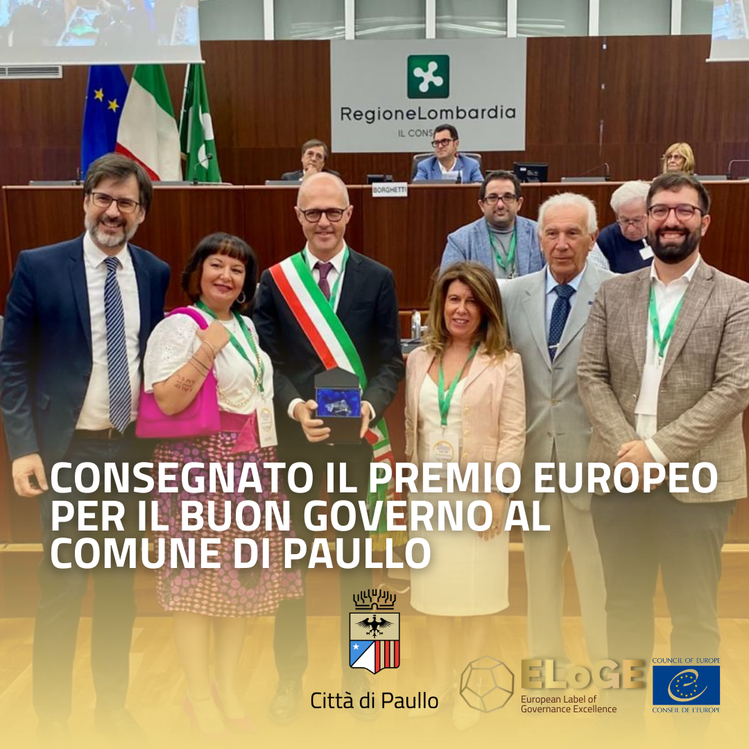 Consegnato il Premio europeo per il Buon Governo al Comune di Paullo