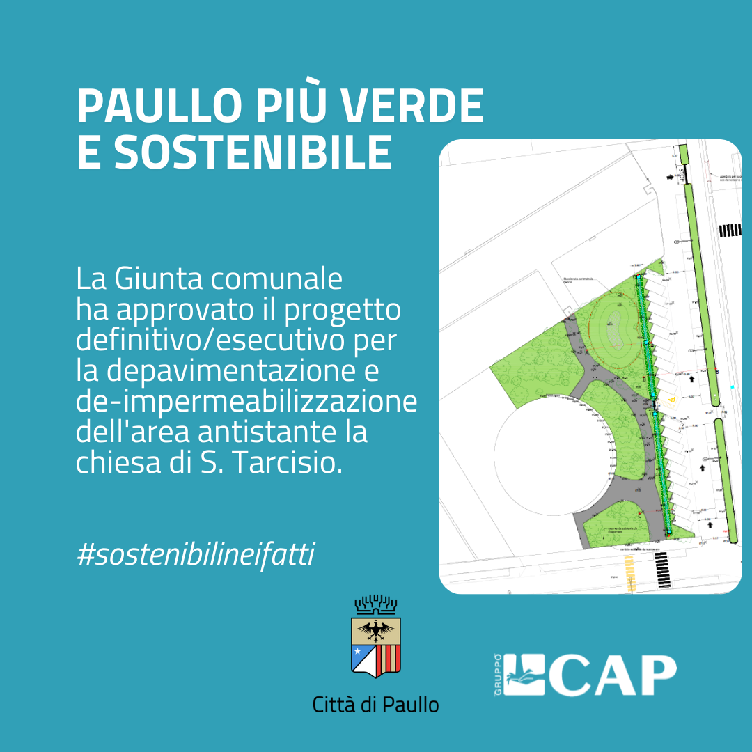 Approvato progetto per de-impermeabilizzare area Parco S. Tarcisio