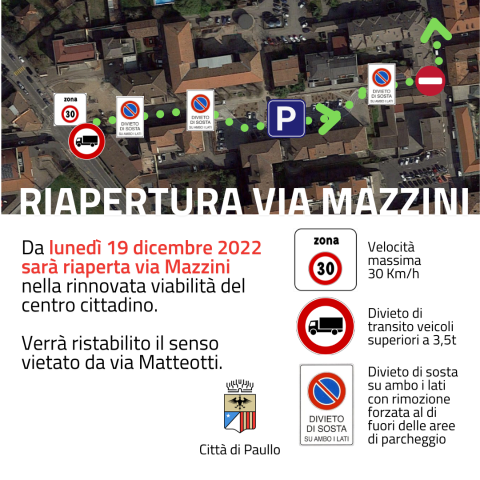 Centro cittadino: riapertura via Mazzini