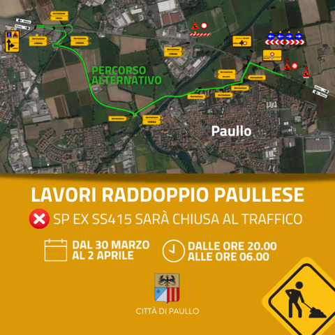 Chiusura strada Paullese dal 30 marzo al 2 aprile in orario notturno