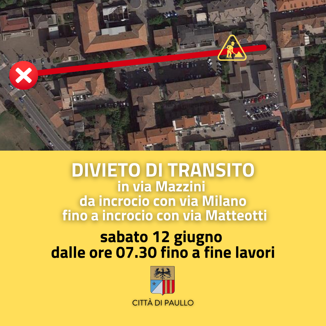 Divieto di transito in Via Mazzini