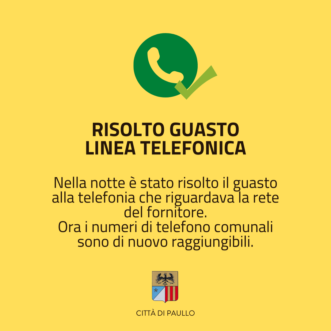 Risolto guasto alla linea telefonica