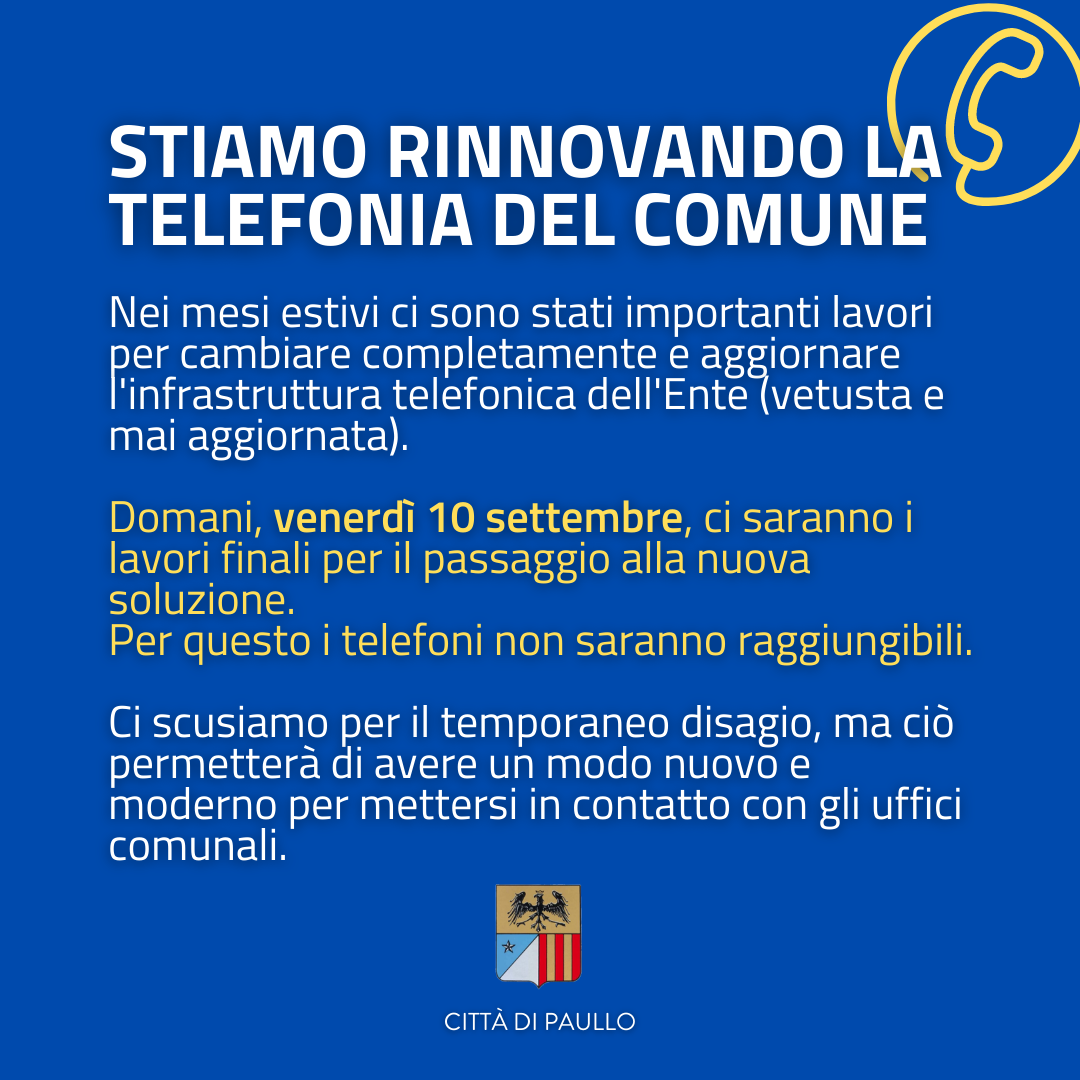 Stiamo rinnovando la telefonia del Comune