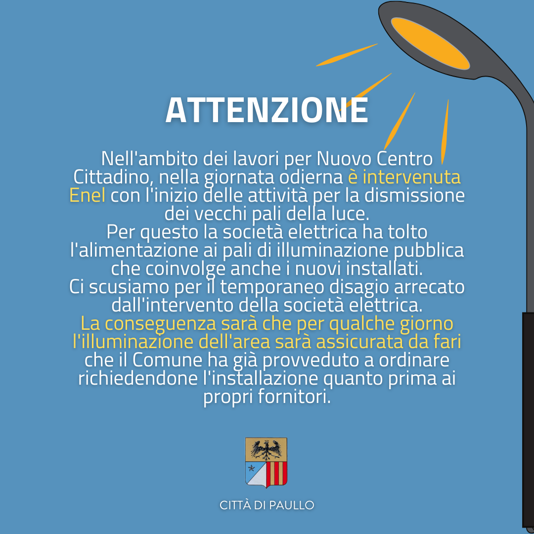 Intervento sull'illuminazione pubblica nel cantiere del Nuovo Centro Cittadino