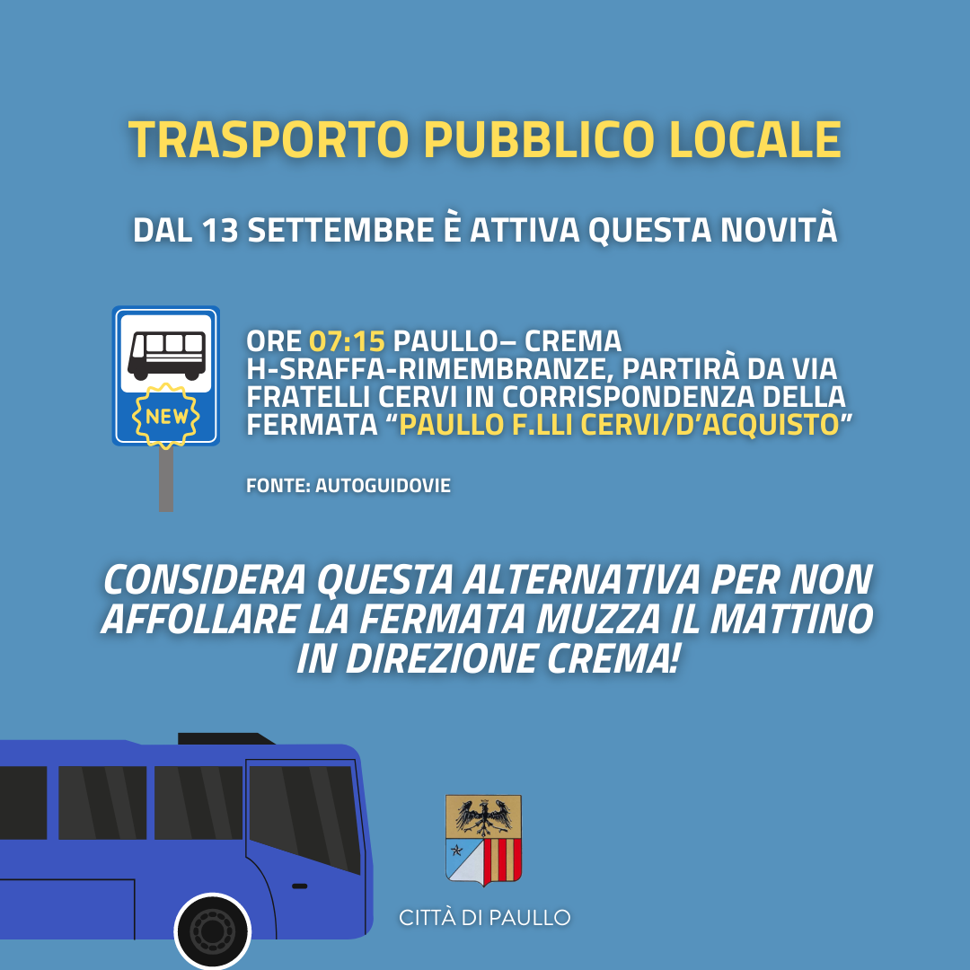 Aggiornamento sul Trasporto Pubblico Locale alla ripartenza dell'anno scolastico